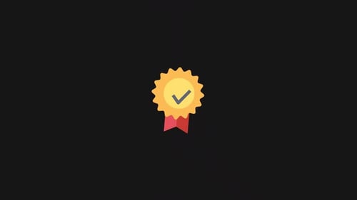 Flat Design Animated Award Ribbon Badge Icon