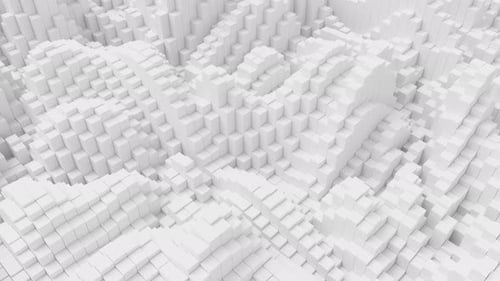 Ripples on Grid of White Blocks Abstract Background Loop of Waves of Square Columns Voxel Noise