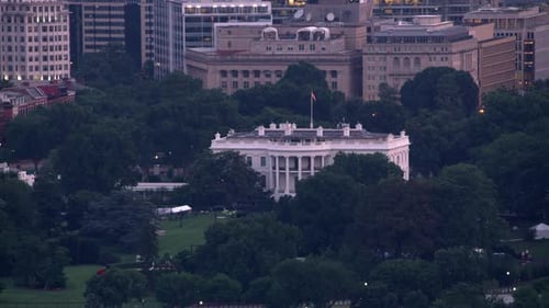 Washington, D.C. Circa-2017, Aerial View of White House with Washington Monument In