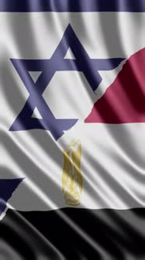 Combined Israel, Egypt, and Palestine Waving Flag