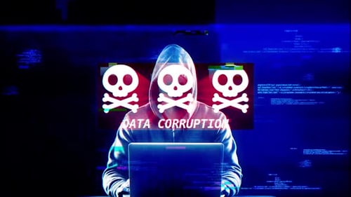 Hacker Data Corruption Warning with Glitch and Error Effects