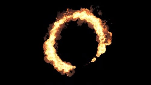 Circle formation burning on fire on transparent background