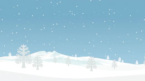 Flat Design Winter Landscape with Gently Falling Snow