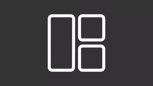 Grid-Layout-UI-Symbol, weiße Linienanimation