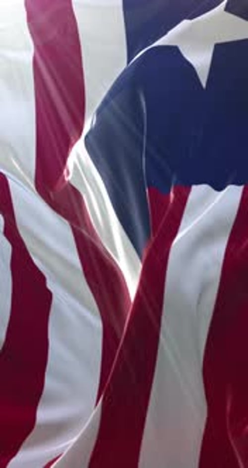 Realistic Animation of the Liberian Flag Waving Vertically