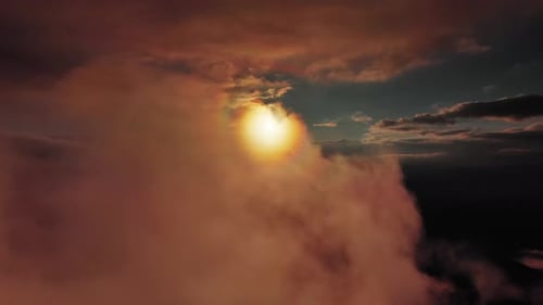Aerial View of Orange Fluffy Cloud in Sky