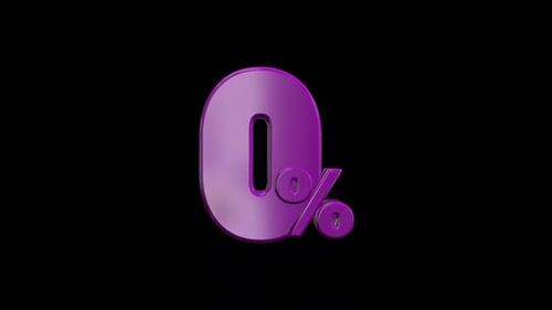 Animated 3D Zero Percent Symbol with Rotating Metallic Sheen