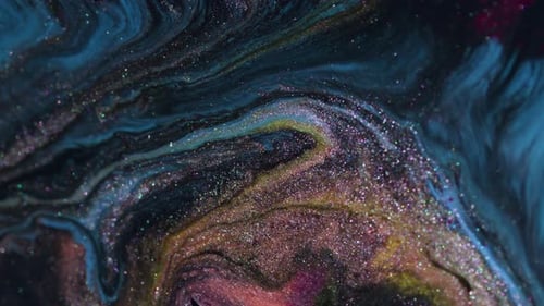 Abstract Liquid with Glittering Particles, Cosmic Fluid