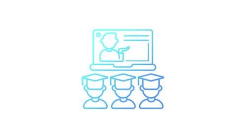 Animated Online Lecture with Students and Laptop Icon