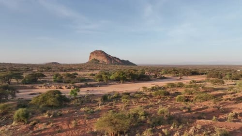 Aerial view of Sauka landscape with hills, Nigeria.