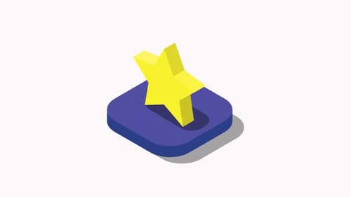 Isometric 3D Star Icon Rotating on Purple Base