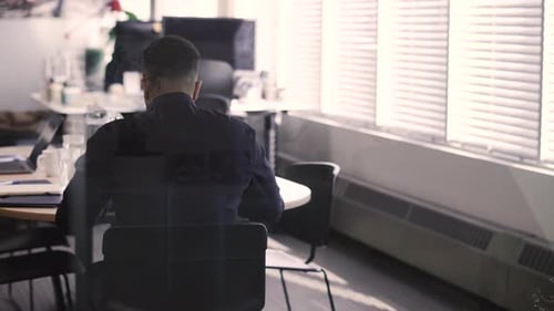 Businessman Working in Open Plan Office 2024 Years