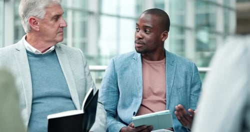 Business people, meeting and manager planning, collaboration and team building discussion in circle