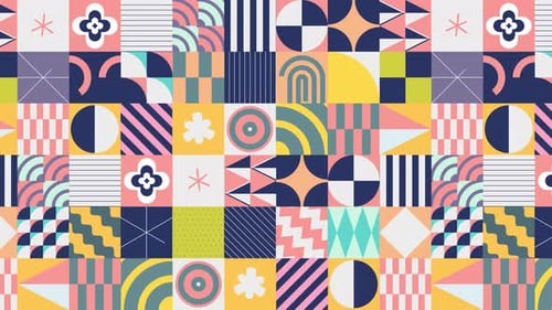 Sliding Pastel Geometric Tile Motion Graphic