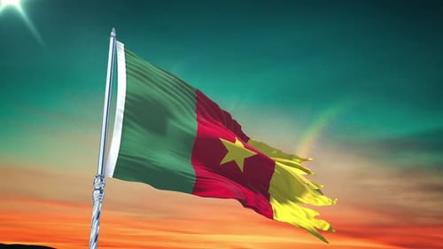 Realistic Waving Cameroon National Flag Animation