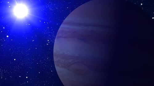 Rotating Gas Giant Planet with Bright Star in Deep Space