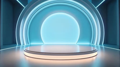 Futuristic Blue Glowing 3D Stage Podium Presentation Background Animation