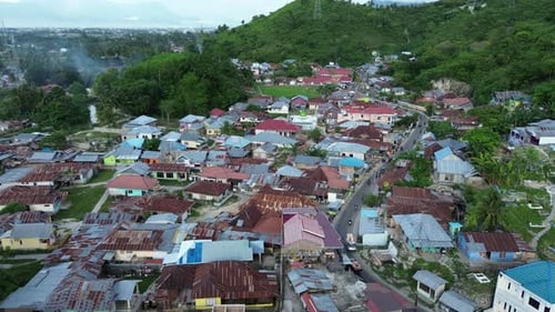 aerial view of houses .aerial view of densely populated settlements
