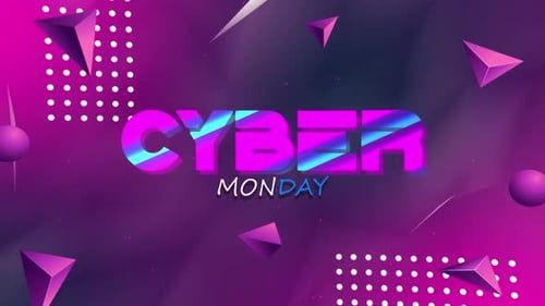 Cyber Monday mit geometrischen Formen und Punkthintergrund