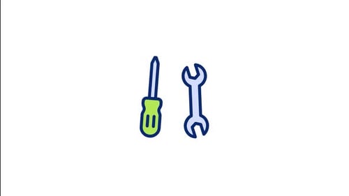 Animated Tools Icon Wrench Screwdriver Service Graphic