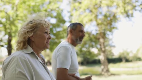 Senior Couple Enjoying a Leisurely Stroll in the Park