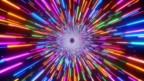 Animation hyperdrive abstraite avec tunnel lumineux au néon avec Colorfu