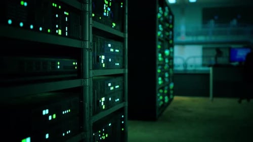 Network Server Room with Computers for Digital Tv Ip Communications