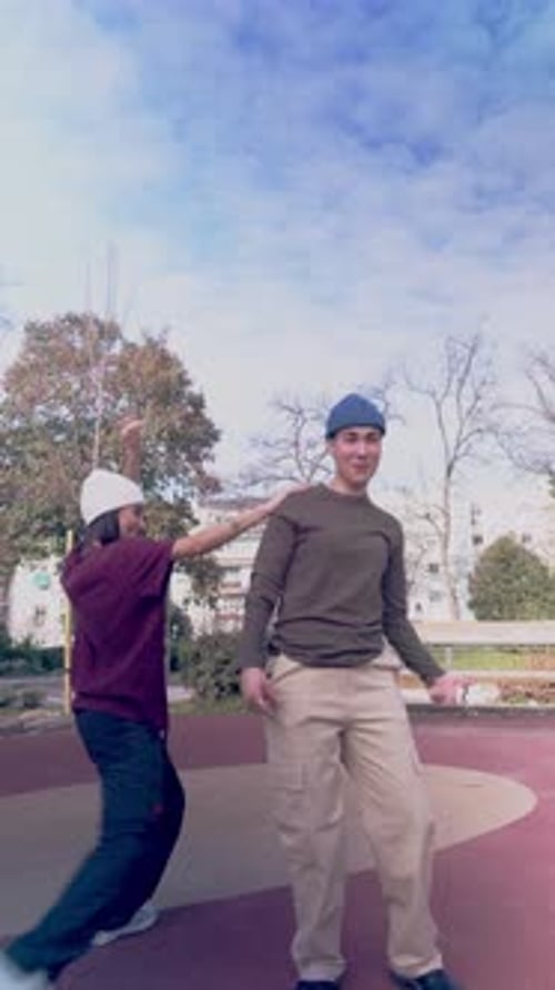 Two Women Performing Hip Hop Freestyle Dance and Beatboxing Outdoors