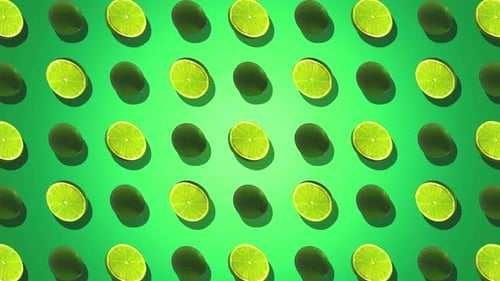 Seamless Rotating Lime and Lime Slice Pattern Background
