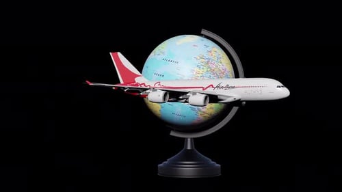 World Globe With Stand With Plane