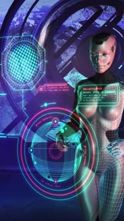 Artificial Intelligence Conducts Biological Research in Space 3D Render