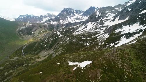 Scenic Mountains Landscape with River Aerial View