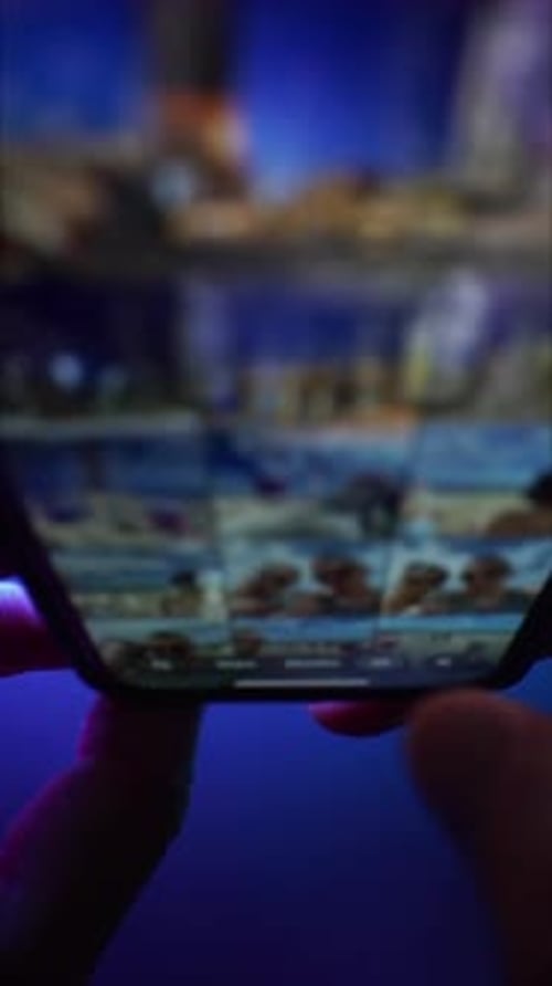 Fingers touching and scrolling on mobile application