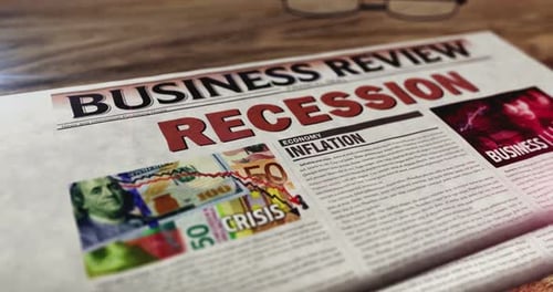 Recession and business crisis newspaper on table