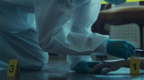 Crime Scene Investigation with Magnifying Glass and Evidence