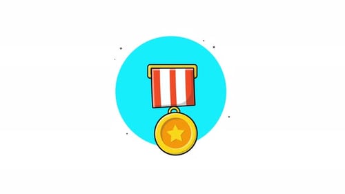 Animated Golden Star Award Medal Icon Reveal