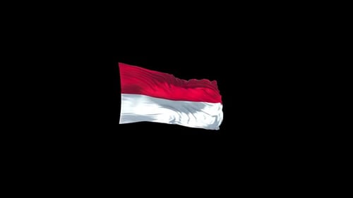 Waving Indonesian Flag Realistic Wind Fluttering Animation