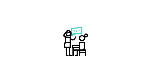 Minimalist Animated Icon of Teacher and Student Discussion