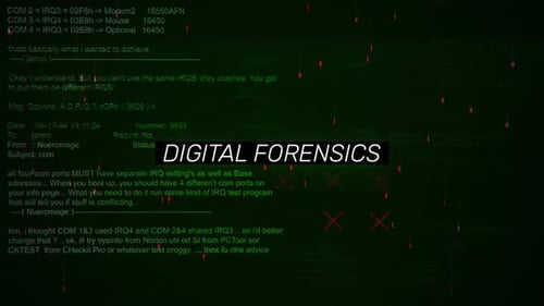 Digital Forensics Text On Hacking Background Screen