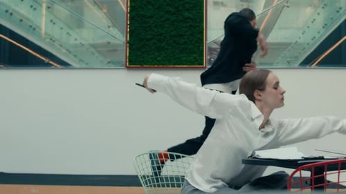 Office Couple Dancing at Workplace