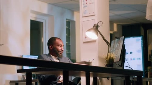 Employee Chatting Via Online Videocall