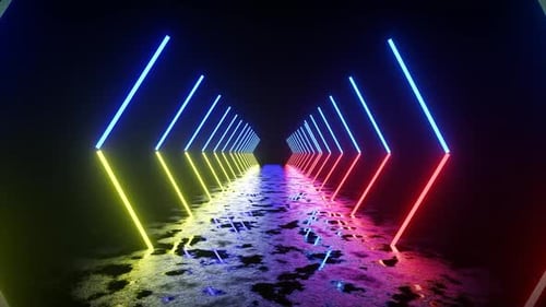 Colorful Neon Light Tunnel Background