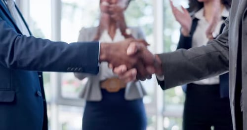Business People Shake Hands After a Successful Meeting