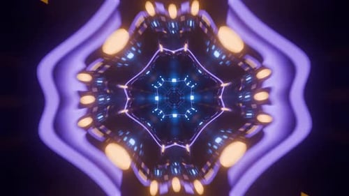 Futuristic Tunnel with Neon Lights and Endless Depth
