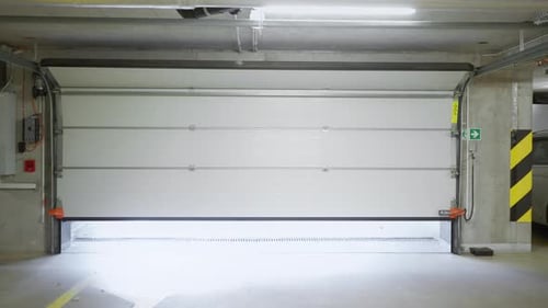 Automatic Sectional Garage Door Opening in Underground Parking with Sound