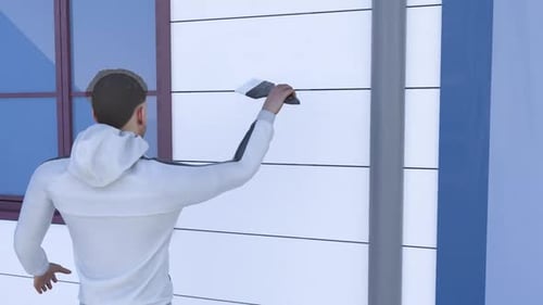 Animación de pintura y construcción de casas