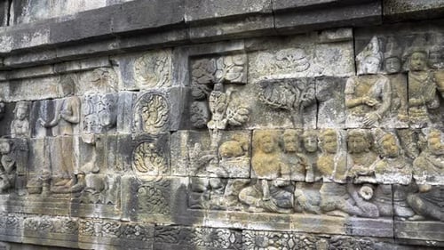 Indonésia, Ilha Jawa, Yogyakarta, Templo Borobudur, relevo de parede #10