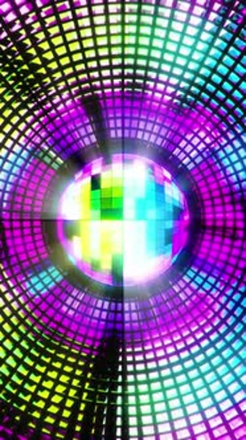 Bright disco ball with radial reflections. Infinitely looped animation.
