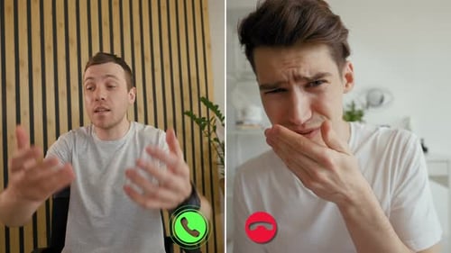 Emotional Online Call Transitions Between Two Friends Discussing Life