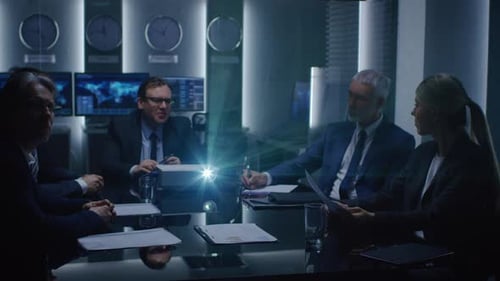 Business Meeting in a Modern Office Conference Room